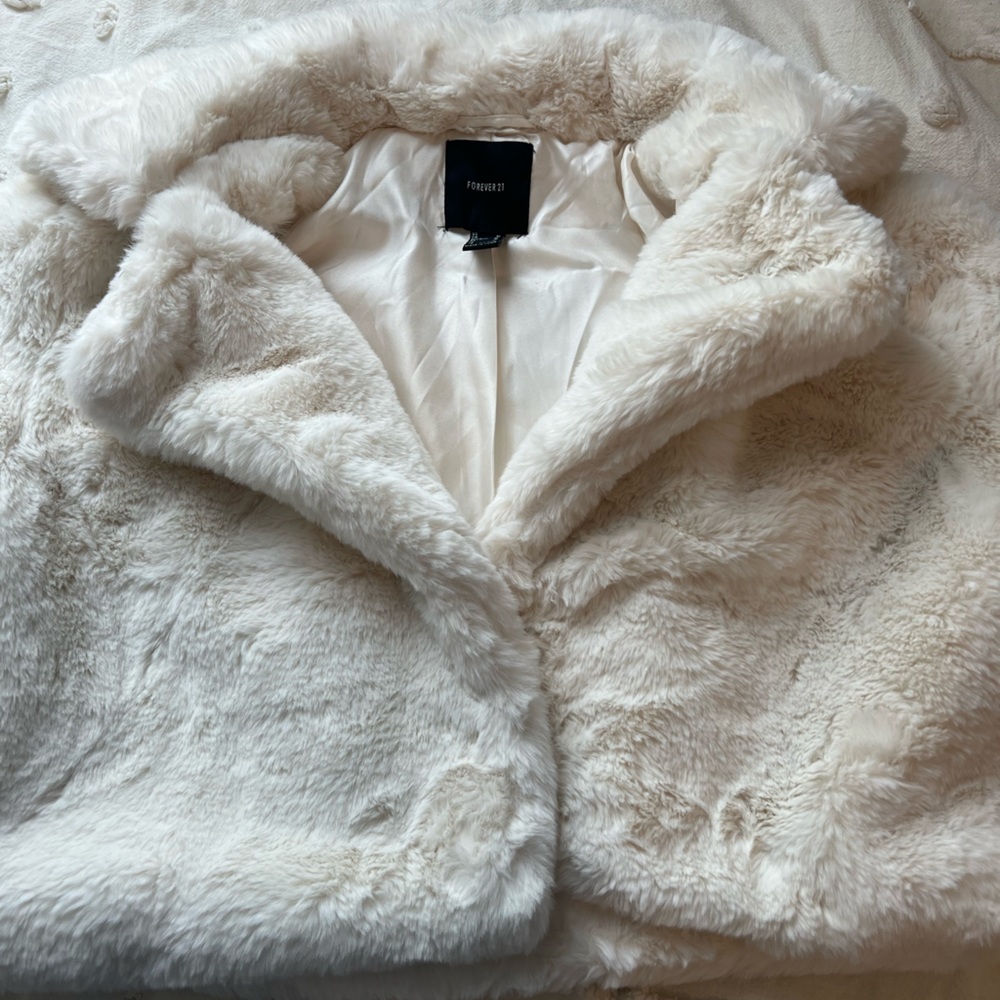 Fuzzy white forever 21 jacket!